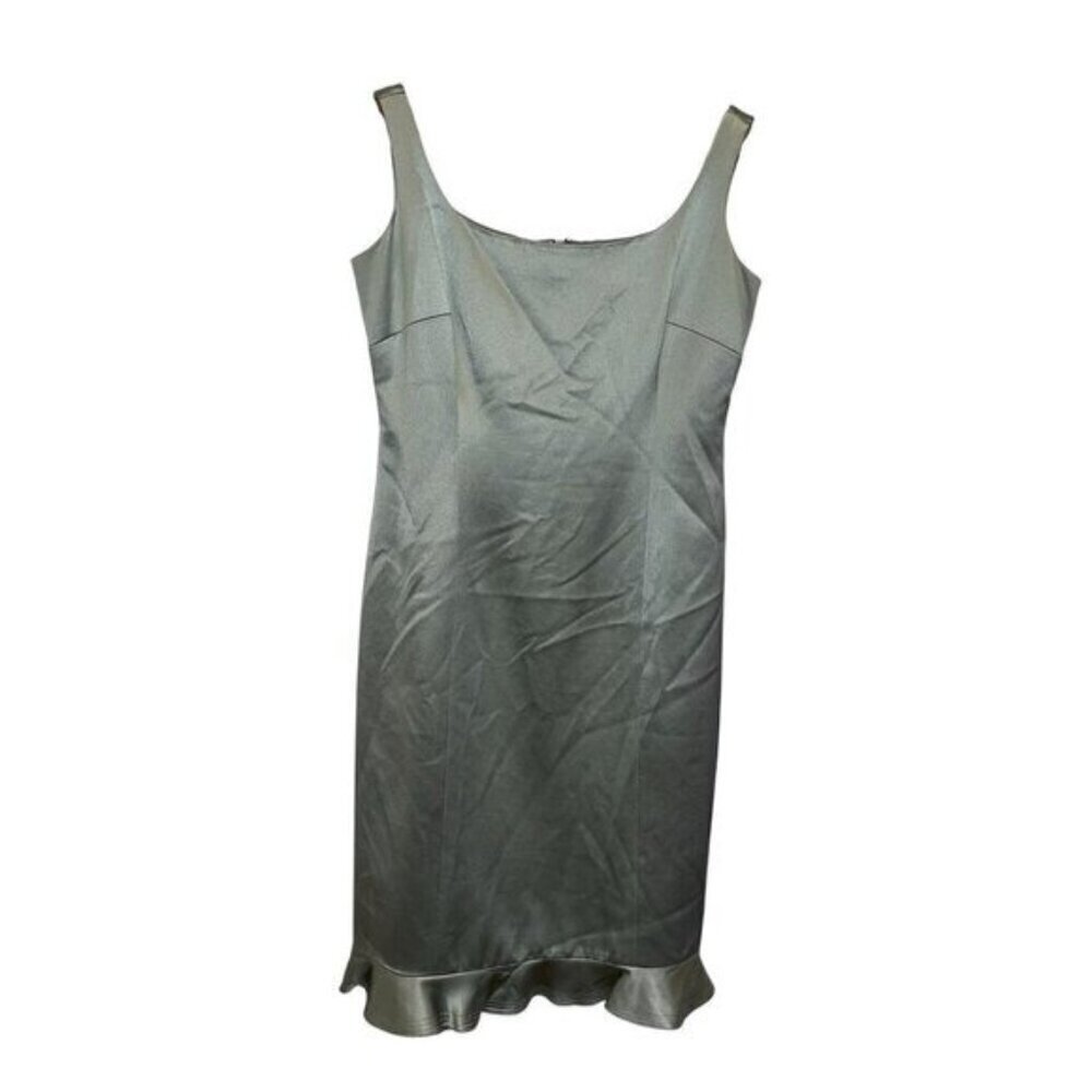 Kay Unger New York Womens Satin Sheath Dress With Ruffle Hem Size 6
